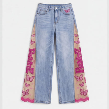 PINK FLARE jeans flat lay front