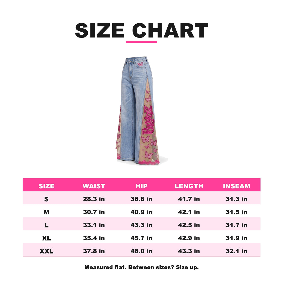 PINK FLARE size chart